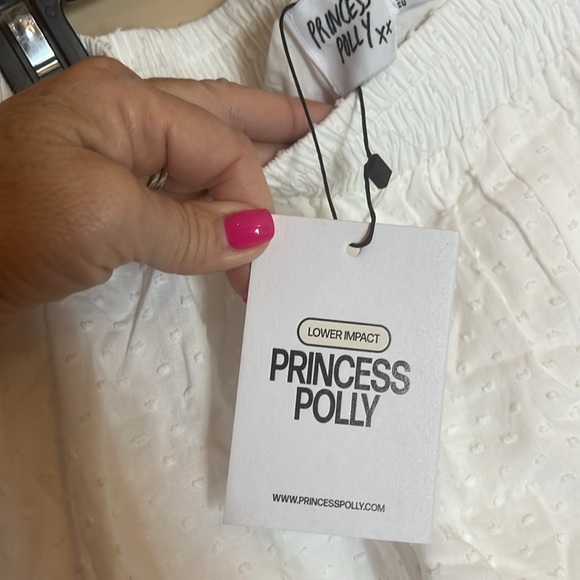 Polly Princess NWT White Textured Shorts with pockets size 14 - Picture 7 of 8